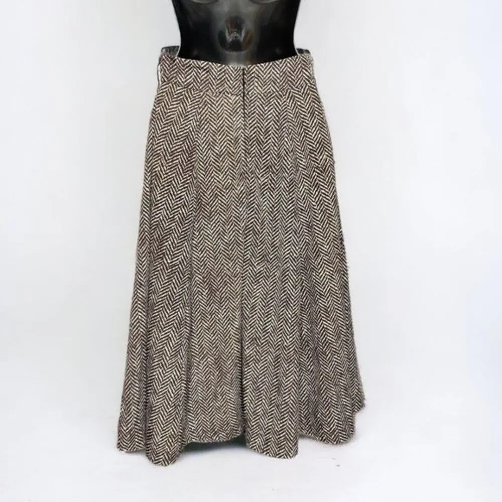 eShakti Herringbone Print Crepe Skirt Missing Belt Circle Fit and flare xsmall‎